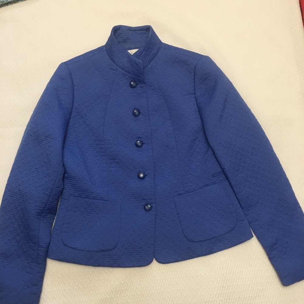 Casual corner sz4 blue pockets blazer buttons career church office - Picture 2 of 6